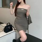 Set: Cropped Cardigan + Strapless Mini Sheath Dress