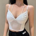 Strappy Mesh Panel Crop Camisole Top