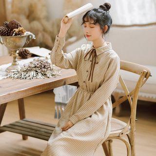 Gingham A-line Midi Shirtdress
