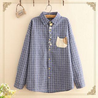 Cat Patch Checked Shirt