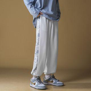 Bear Print Trim Sweatpants
