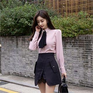 Embellished-collar Blouse With Scarf