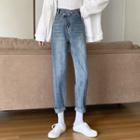 Asymmetrical Straight-leg Jeans