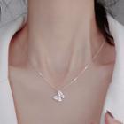 Butterfly Pendant Rhinestone Sterling Silver Necklace