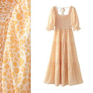 Square Neck Leopard Print Maxi Dress