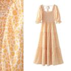Square Neck Leopard Print Maxi Dress