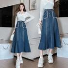 High-waist Skirt Ruffle A-line Denim Skirt