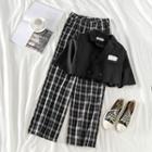 Elbow-sleeve Cropped Jacket / Wide-leg Pants