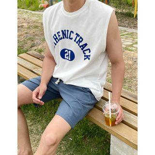 Crew-neck Letter Print Tank Top