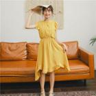 Cap-sleeve Elastic Waist A-line Dress