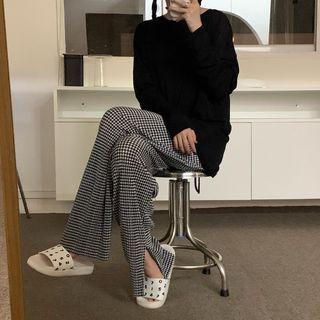 Houndstooth Wide-leg Pants / T-shirt