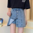 Washed Denim A-line Mini Skort