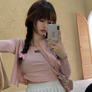 Spaghetti Strap Top / Jacket / Mini A-line Skirt / Set