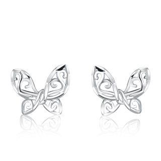 14k White Gold Butterfly Stud Earrings
