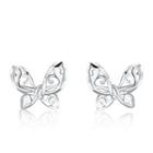 14k White Gold Butterfly Stud Earrings
