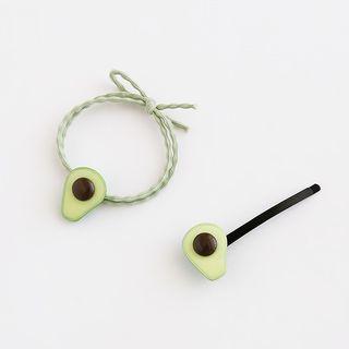 Avocado Hair Tie / Alloy Hair Clip