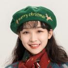 Christmas Embroidered Beret Hat