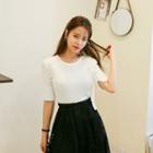 Strap-accent Ribbed Slim-fit Top