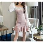 Ruffle Long-sleeve A-line Mini Dress