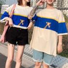 Short-sleeve Giraffe Print Couple Matching T-shirt