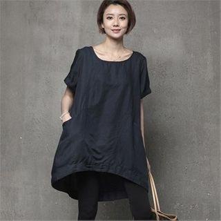 U-neck Dip-back Long Top
