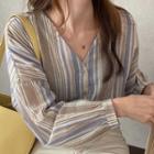 Striped Blouse Stripes - Khaki - One Size