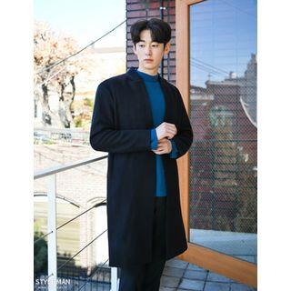 Open-front Wool Blend Long Coat