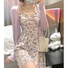 Strappy Floral A-line Dress / Midi A-line Dress / Camisole Top / Light Jacket