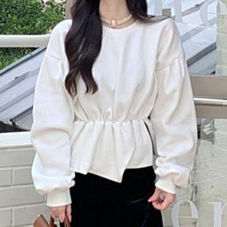 Plain Peplum Sweatshirt / Midi A-line Skirt