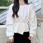 Plain Peplum Sweatshirt / Midi A-line Skirt