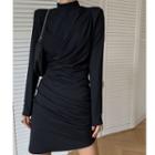 Long-sleeve Mock-neck Bodycon Dress