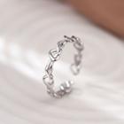 Linked Heart Open Ring Silver - One Size