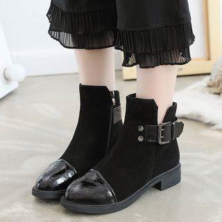 Faux Leather Panel Short Boots