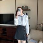 Bow Detail Blouse / Ruffle Hem Mini A-line Skirt / Set