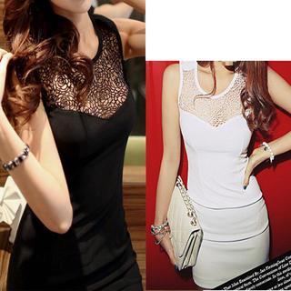Flower Lace Panel Sheath Dress
