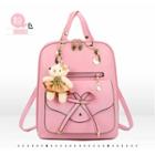 Faux Leather Bow Accent Backpack