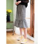 Frill-hem Gingham Long Skirt