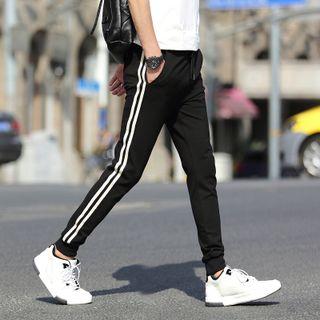 Contrast Trim Fleece-lined Sweatpants