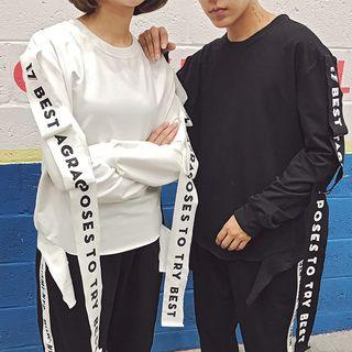 Couple Matching Lettering Ribbon Sweatshirt / Sweatpants