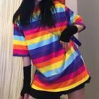 3/4-sleeve Striped T-shirt T-shirt - Stripes - Multicolor - One Size