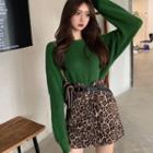 Knit Top / Leopard A-line Skirt
