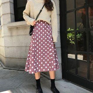 Dotted Corduroy Midi A-line Skirt