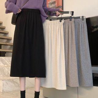 High-waist Split A-line Semi Skirt