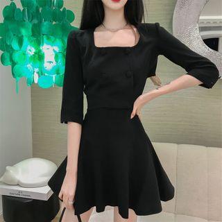 Open-back Ruffle Top + High-waist Skirt