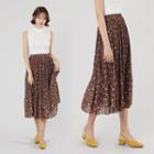 Floral-patterned Pleated Chiffon Skirt