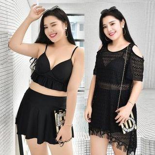 Swim Set: Spaghetti Strap Swim Top + Bottom + Cover-up