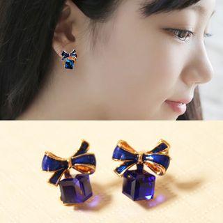 Faux Crystal Bow & Cube Dangle Earring