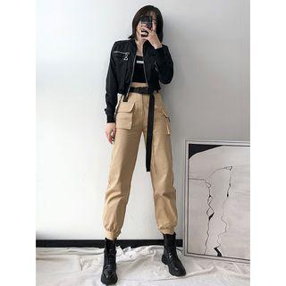 Button-hem Jogger Pants