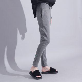 Fleece-lined Embroidered Harem Pants