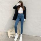 High-waist Zip Skinny Jeans